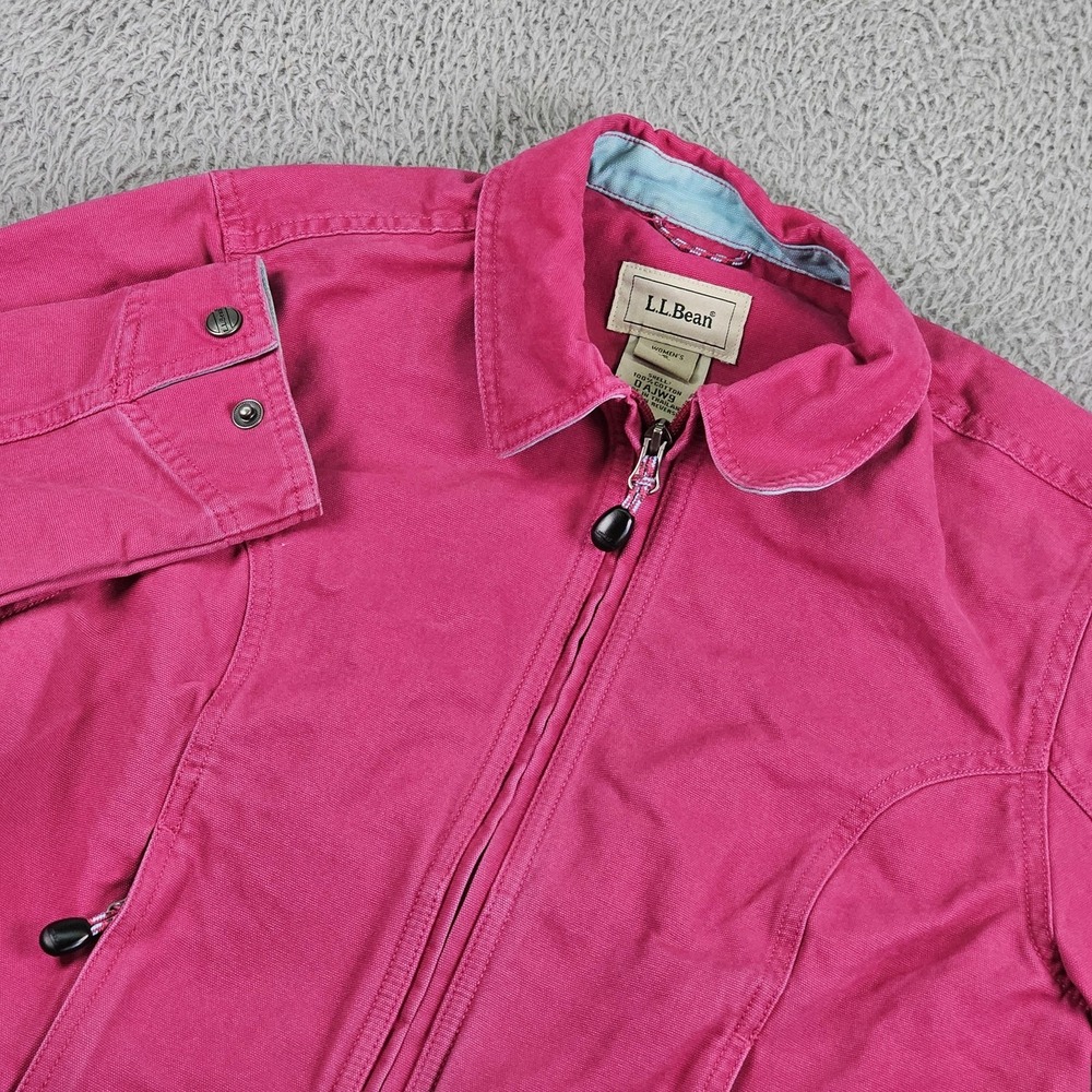 L.L.Bean Jacket Womens Small Pink Cotton Canvas Full Zip Pockets Casual Outdoor